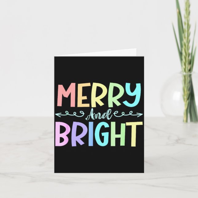 Merry And Bright Christmas Family Pajamas Matching Card (Front)