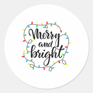 Merry And Bright Christmas Family Pyjamas Matching Classic Round Sticker