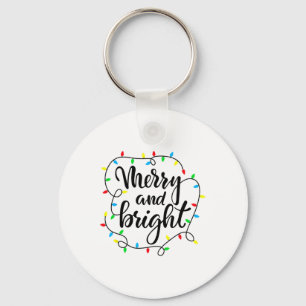 Merry And Bright Christmas Family Pyjamas Matching Key Ring