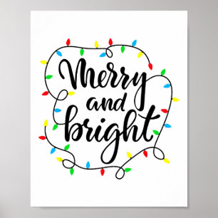 Merry And Bright Christmas Family Pyjamas Matching Poster