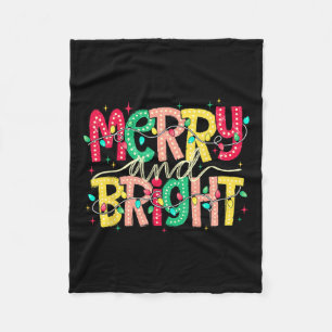 Merry And Bright Christmas Funny Pyjamas Family Xm Fleece Blanket