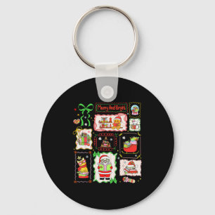 Merry And Bright Christmas Gingerbread Santa Book  Key Ring