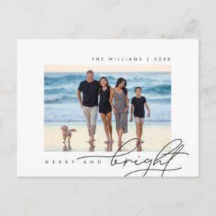 Merry and Bright, Christmas Greeting, Family Photo Postcard