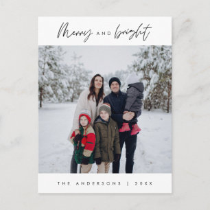 Merry and Bright, Christmas Greeting, Family Photo Postcard
