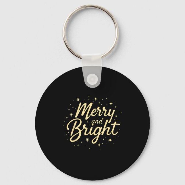 Merry And Bright Christmas Holiday Festive Xmas St Key Ring (Front)