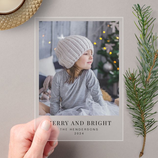 Merry And Bright Christmas Holiday Photo  Acrylic Invitations (Creator Uploaded)