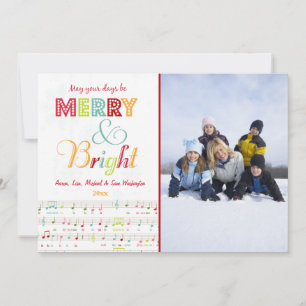 Merry and Bright Christmas holiday photo card