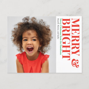 Merry and Bright Christmas Holiday Photo Postcard