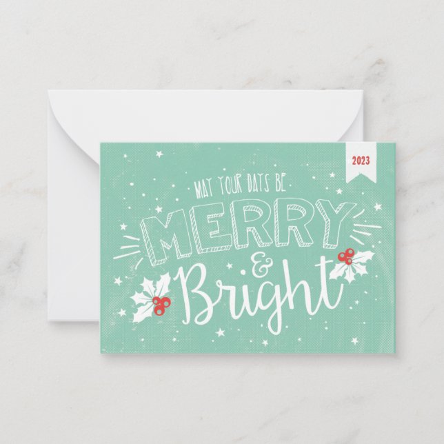Merry and Bright Christmas Holiday Pop By Card (Front)
