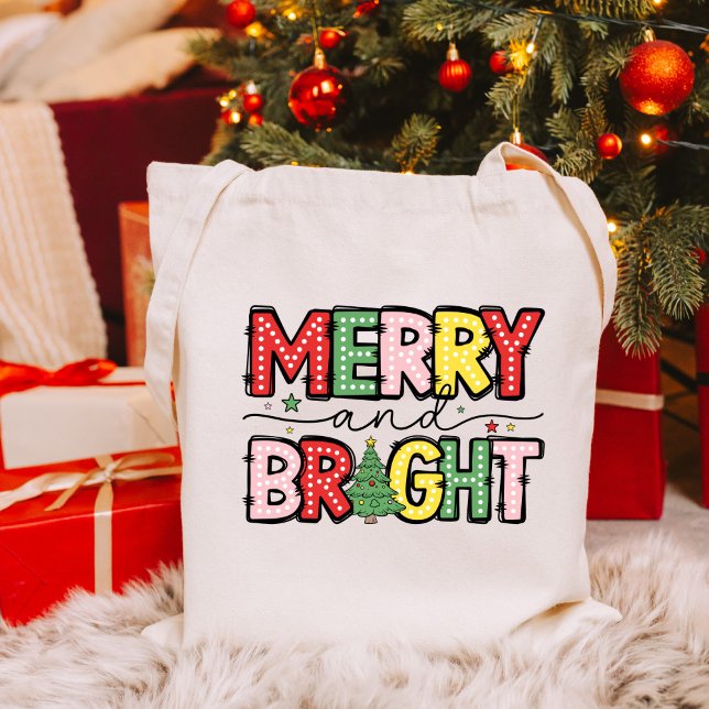 Merry and Bright Christmas Holiday  Tote Bag (Creator Uploaded)