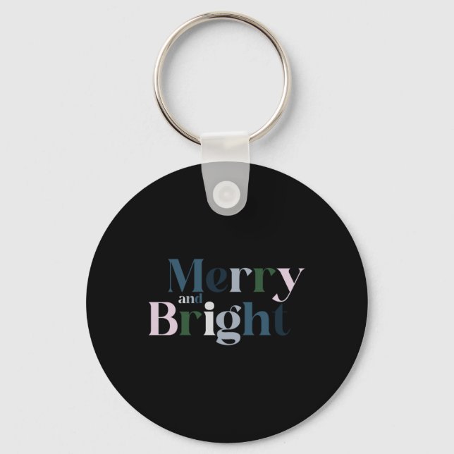 Merry And Bright Christmas Kids T Shirt  Key Ring (Front)