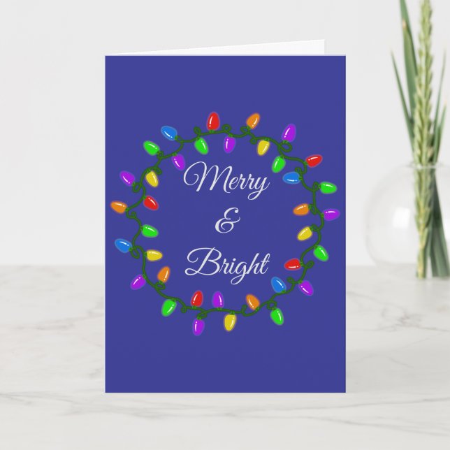 Merry And Bright Christmas Lights Card (Front)