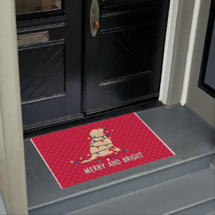 Merry and Bright Christmas Lights Dog Doormat