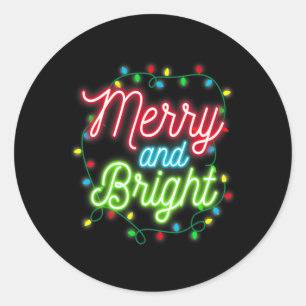 Merry And Bright Christmas Lights Family Pajama Xm Classic Round Sticker