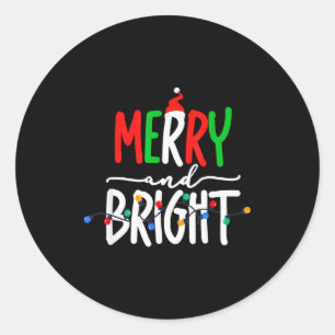 Merry And Bright Christmas Lights Family Pajama Xm Classic Round Sticker