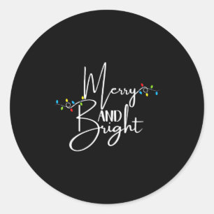 Merry And Bright Christmas Lights Family Pajama Xm Classic Round Sticker