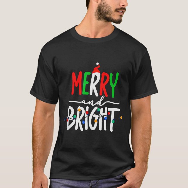 Merry And Bright Christmas Lights Family Pajama Xm T-Shirt (Front)