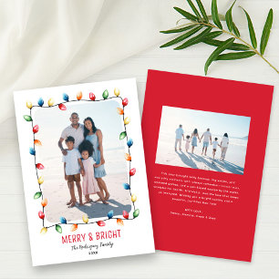 Merry and Bright Christmas Lights Family Photo Holiday Card