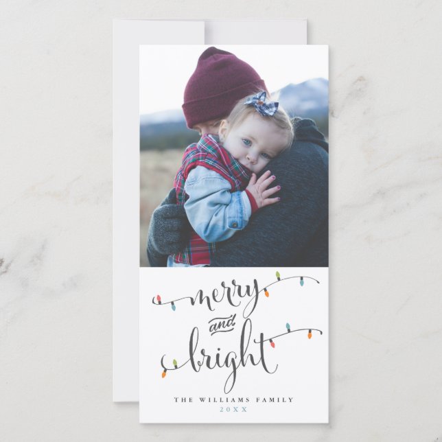 Merry and Bright Christmas Lights Holiday Card (Front)