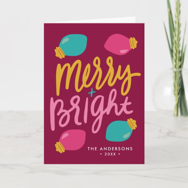 Merry and Bright Christmas Lights Non-Photo Holiday Card (Front)