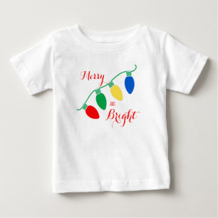 Merry and Bright Christmas Lights Personalised Baby T-Shirt