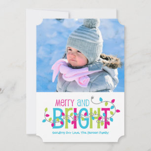 Merry and Bright Christmas Lights Photo Card