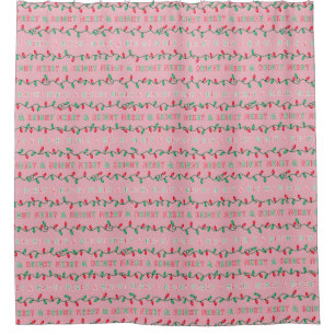 Merry and Bright Christmas Lights Pink Shower Curtain