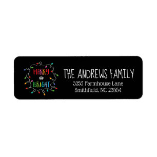 Merry and Bright Christmas Lights Return Address