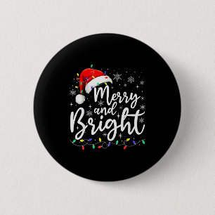 Merry And Bright Christmas Lights Santa Men Women 6 Cm Round Badge