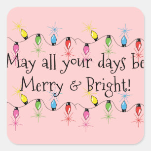 Merry and Bright Christmas Lights Stickers