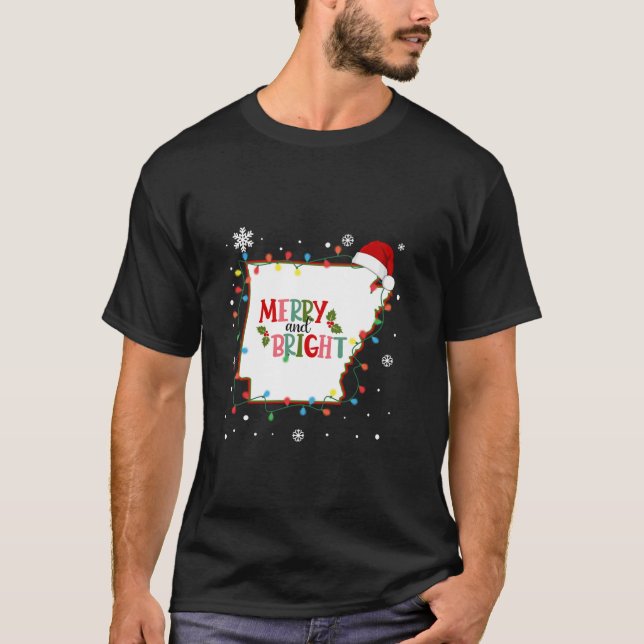 Merry And Bright Christmas Lights Xmas Arkansas St T-Shirt (Front)