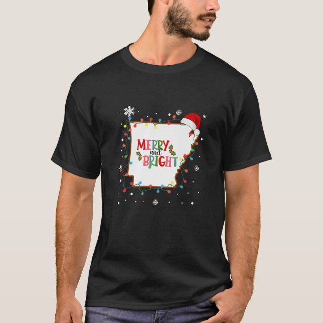 Merry And Bright Christmas Lights Xmas Arkansas St T-Shirt (Front)