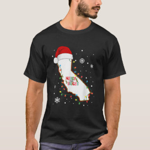 Merry And Bright Christmas Lights Xmas California  T-Shirt