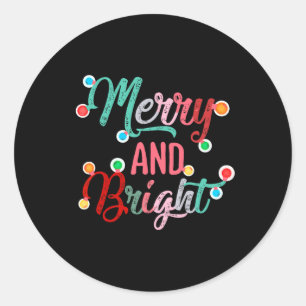 Merry And Bright Christmas Lights Xmas Family Classic Round Sticker