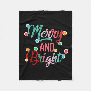 Merry And Bright Christmas Lights Xmas Family Fleece Blanket