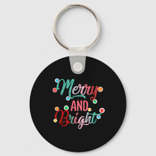 Merry And Bright Christmas Lights Xmas Family Key Ring