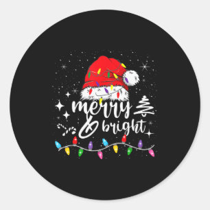 Merry And Bright Christmas Lights Xmas For Men Wom Classic Round Sticker