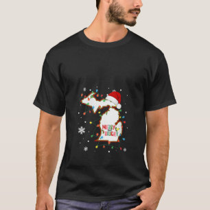 Merry And Bright Christmas Lights Xmas Michigan St T-Shirt