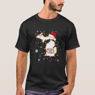 Merry And Bright Christmas Lights Xmas Michigan St T-Shirt