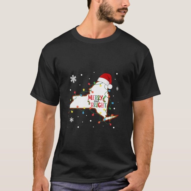 Merry And Bright Christmas Lights Xmas New York St T-Shirt (Front)