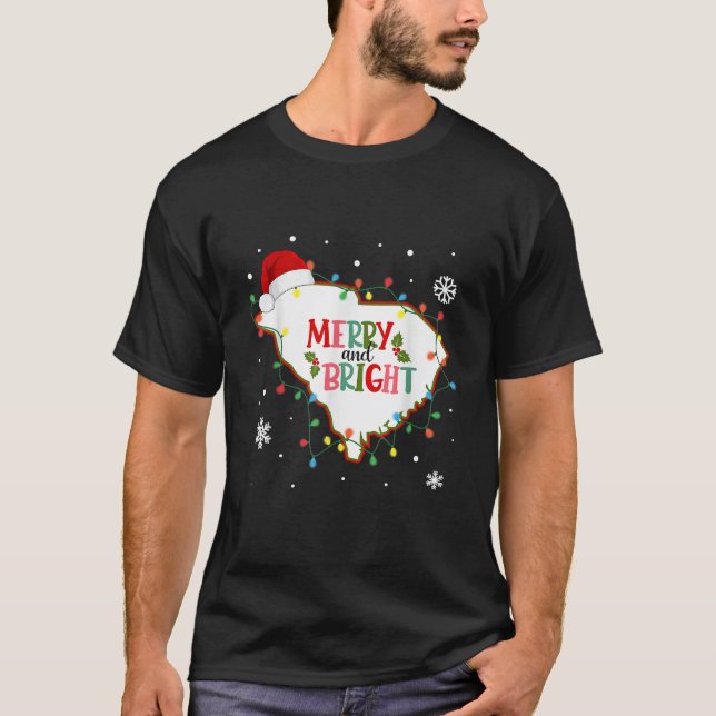 Merry And Bright Christmas Lights Xmas South Carol T-Shirt (Front)