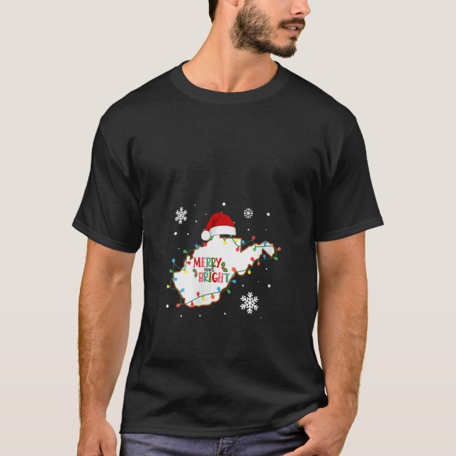 Merry And Bright Christmas Lights Xmas West Virgin T-Shirt (Front)