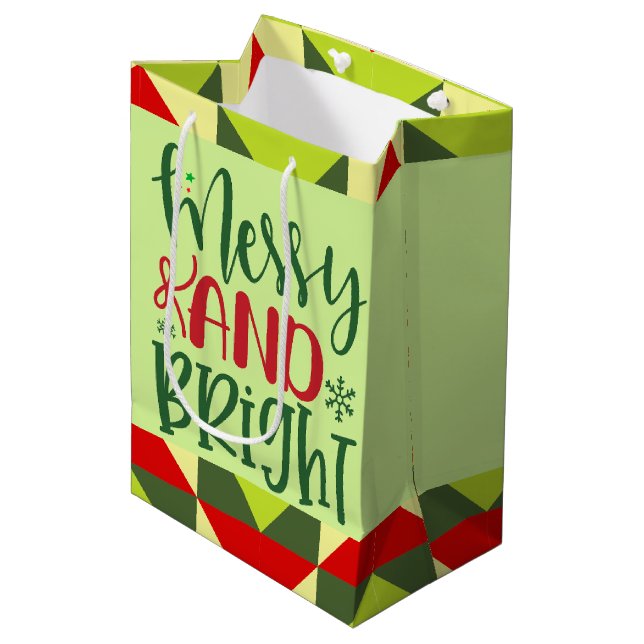 Merry and Bright Christmas  Medium Gift Bag (Front Angled)