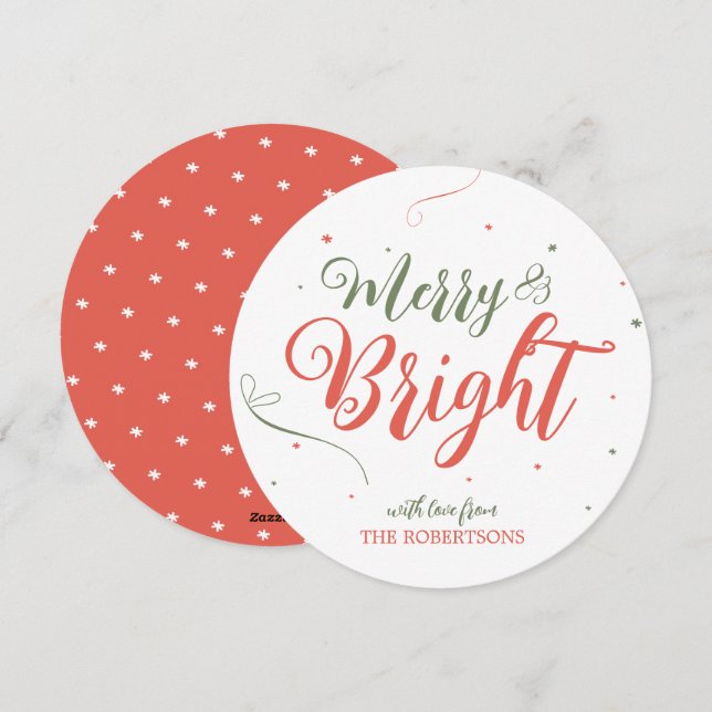 Merry and Bright Christmas Non Photo Holiday Card (Front/Back)