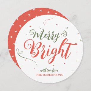 Merry and Bright Christmas Non Photo Holiday Card