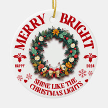 Merry and Bright Christmas Ornament - 1