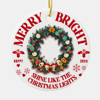 Merry and Bright Christmas Ornament - 1