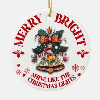 Merry and Bright Christmas Ornament – Bell