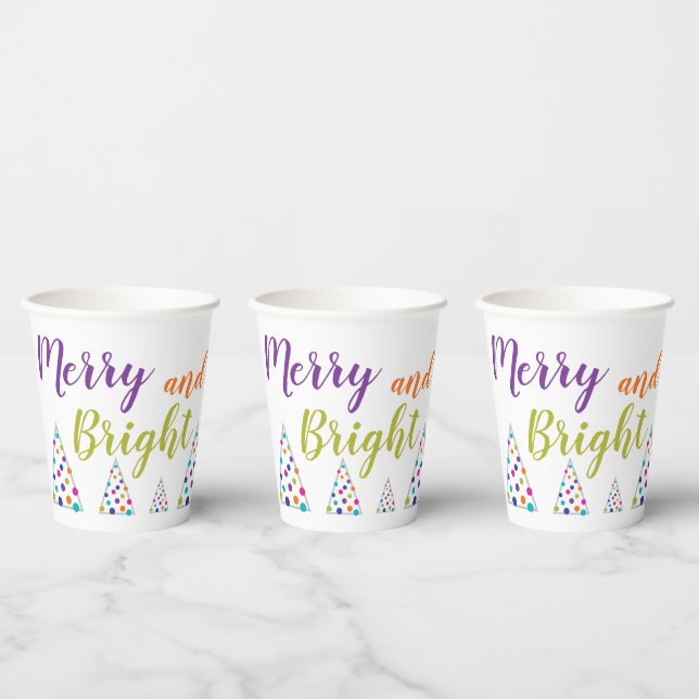 Merry and Bright Christmas Paper Cups (Multi)