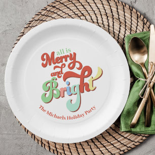 Merry and Bright Christmas Party Custom Paper Plate